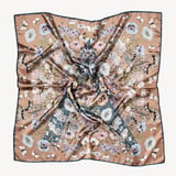 Botanical 'A' Silk Scarf Latte Pure Silk