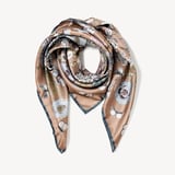 Botanical 'A' Silk Scarf Latte Pure Silk