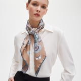 Botanical 'A' Silk Scarf Latte Pure Silk