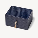 Medium Heirloom Jewellery Box Deep Shine Navy Small Croc