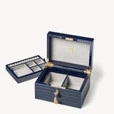 Medium Heirloom Jewellery Box Deep Shine Navy Small Croc