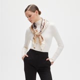 Aspinal Signature Shield Silk Scarf Neutral Pure Silk