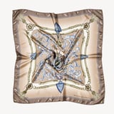 Aspinal Signature Shield Silk Scarf Latte Pure Silk
