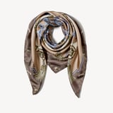 Aspinal Signature Shield Silk Scarf Latte Pure Silk