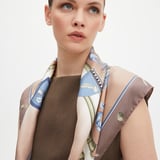 Aspinal Signature Shield Silk Scarf Latte Pure Silk