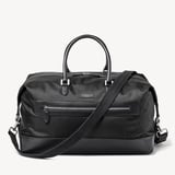 Men's Holdall Black Nylon Canvas with Leather Trim