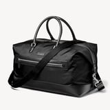 Men's Holdall Black Nylon Canvas with Leather Trim
