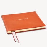 A4 Classic Leather Guest Book Marmalade Pebble