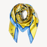 Sunflowers & Butterflies Silk Scarf Yellow & Blue Pure Silk