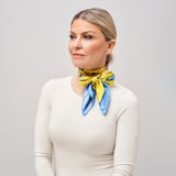 Sunflowers & Butterflies Silk Scarf Yellow & Blue Pure Silk