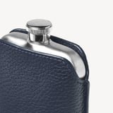 5oz Hip Flask with Leather Pouch Navy Pebble