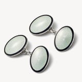 Vitreous Enamel Cufflinks Black & Grey Enamel set in Sterling Silver 925