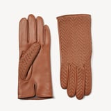 Women's Chevron Woven Leather Gloves Tan Nappa