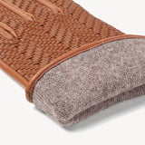 Women's Chevron Woven Leather Gloves Tan Nappa