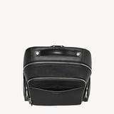 Zipped Leather Backpack Black Pebble
