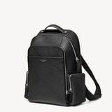Zipped Leather Backpack Black Pebble