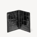Double Fold Credit Card Holder Deep Shine Black Croc