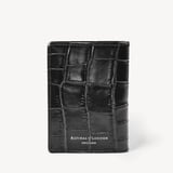Double Fold Credit Card Holder Deep Shine Black Croc
