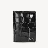 Double Fold Credit Card Holder Deep Shine Black Croc