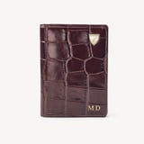Double Fold Credit Card Holder Deep Shine Amazon Brown Croc