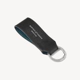 Small Leather Loop Keyring Black & Green Saffiano