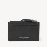 Zipped RFID Card Holder Black Saffiano