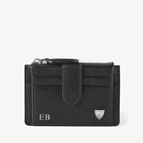 Zipped RFID Card Holder Black Saffiano