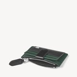 Zipped RFID Card Holder Black & Green Saffiano