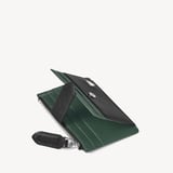 Zipped RFID Card Holder Black & Green Saffiano