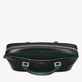 Slim Leather Briefcase Black & Green Saffiano