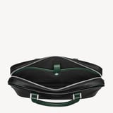 Slim Leather Briefcase Black & Green Saffiano