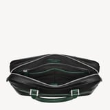 Slim Leather Briefcase Black & Green Saffiano