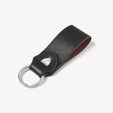 Small Leather Loop Keyring Black & Tan Saffiano