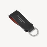 Small Leather Loop Keyring Black & Tan Saffiano