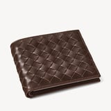 8 Card Billfold Wallet Chocolate Woven Leather