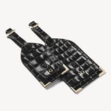 Set of 2 Luggage Tags Black Patent Croc
