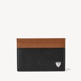 Slim Credit Card Holder Black & Tan Saffiano
