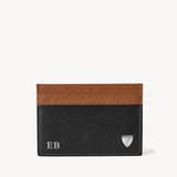 Slim Credit Card Holder Black & Tan Saffiano