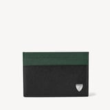 Slim Credit Card Holder Black & Green Saffiano