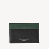 Slim Credit Card Holder Black & Green Saffiano