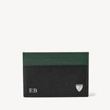 Slim Credit Card Holder Black & Green Saffiano