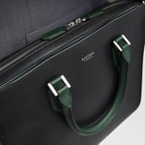 Slim Leather Briefcase Black & Green Saffiano