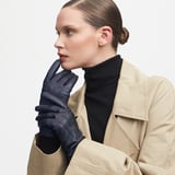 Women's Cashmere Lined Leather Gloves Navy Nappa