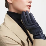 Women's Cashmere Lined Leather Gloves Navy Nappa