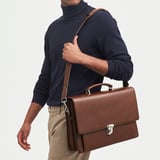 City Leather Briefcase Tobacco Pebble
