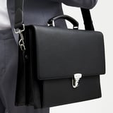 City Leather Briefcase Black Pebble