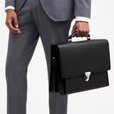 City Leather Briefcase Black Pebble