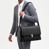 City Leather Briefcase Black Pebble