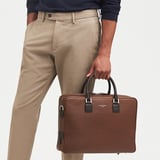 Mount Street Laptop Briefcase Tobacco Pebble