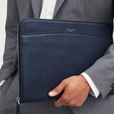City Laptop Leather Folio Case  Navy Saffiano